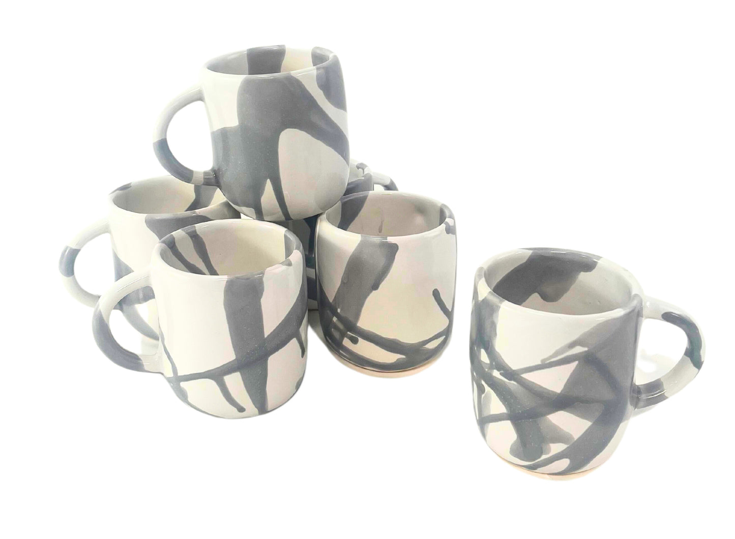 Large Urban Mug in Gloss Grey Abstract Stripe