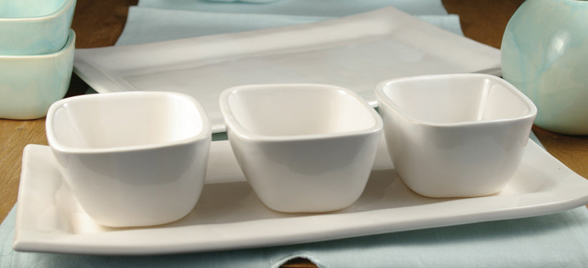 Narrow Rectangle Platter and Dip Bowl