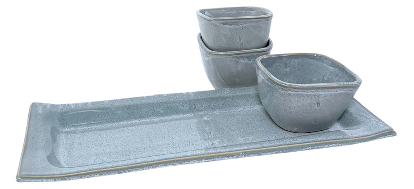 Narrow Rectangle Platter and Dip Bowl