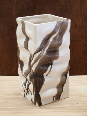 Square Ripple Vase 4.5" sq x 9.5" h