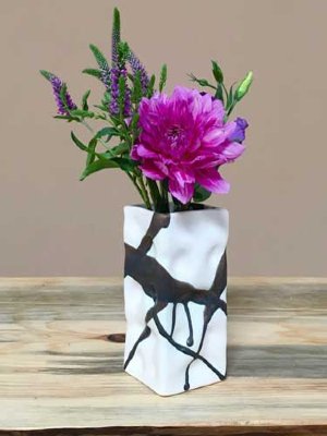 Mini Square Ripple Vase 2.5" sq x 6.5" h