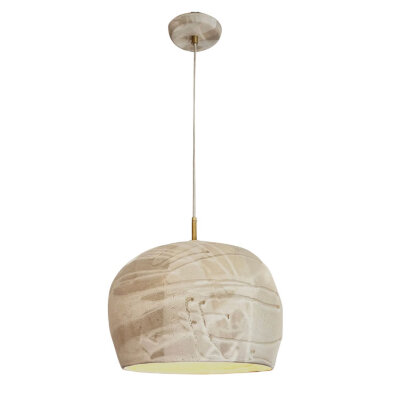 Large Tapered Sphere with white cord 12.75 dia x 10.5“ h tapered sphere, white cord, unfinished brass hardware, 6 dia x 1.25" h canopy