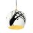 Large Tapered Sphere with black cord - Gloss Black Abstract Stripe