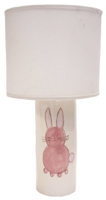 Character on White Cylinder Lamp 4" dia x 11" h base